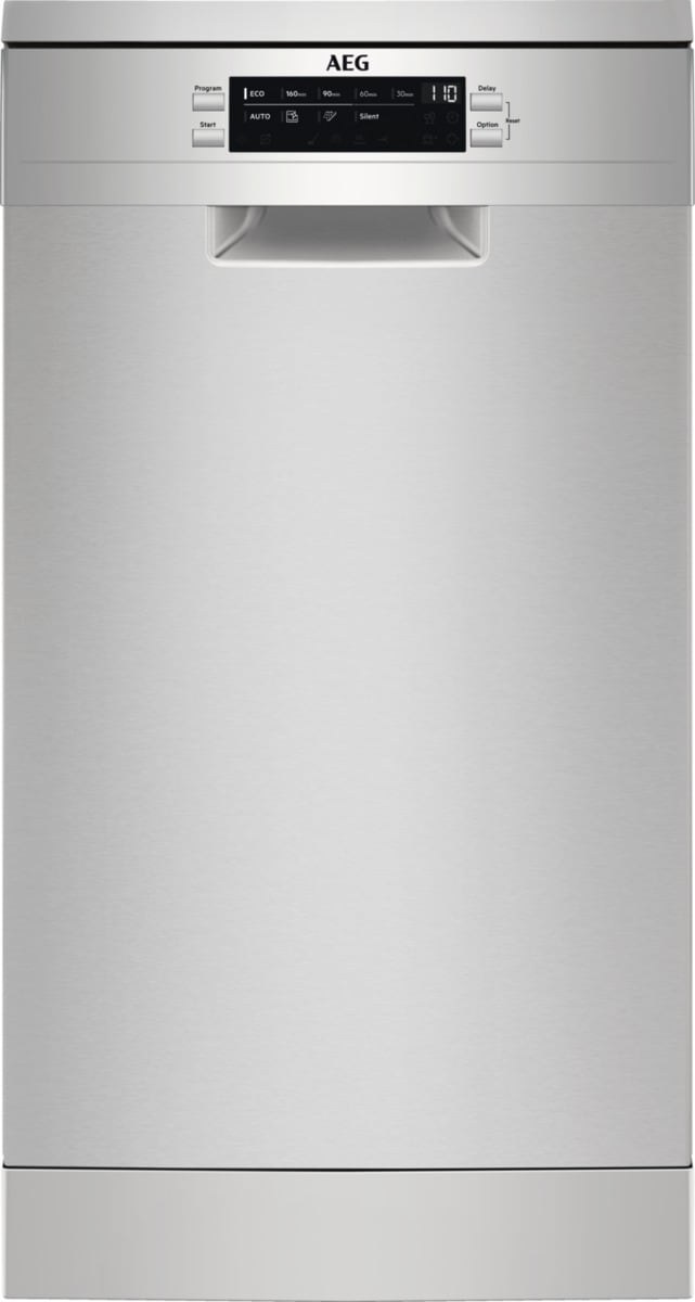 AEG FFB73527ZM Stand Geschirrspüler, 45 cm breit, 10 Maßgedecke, Aqua Control, Touch Bedienung, 9 Spülprogramme, Besteckschublade, silber