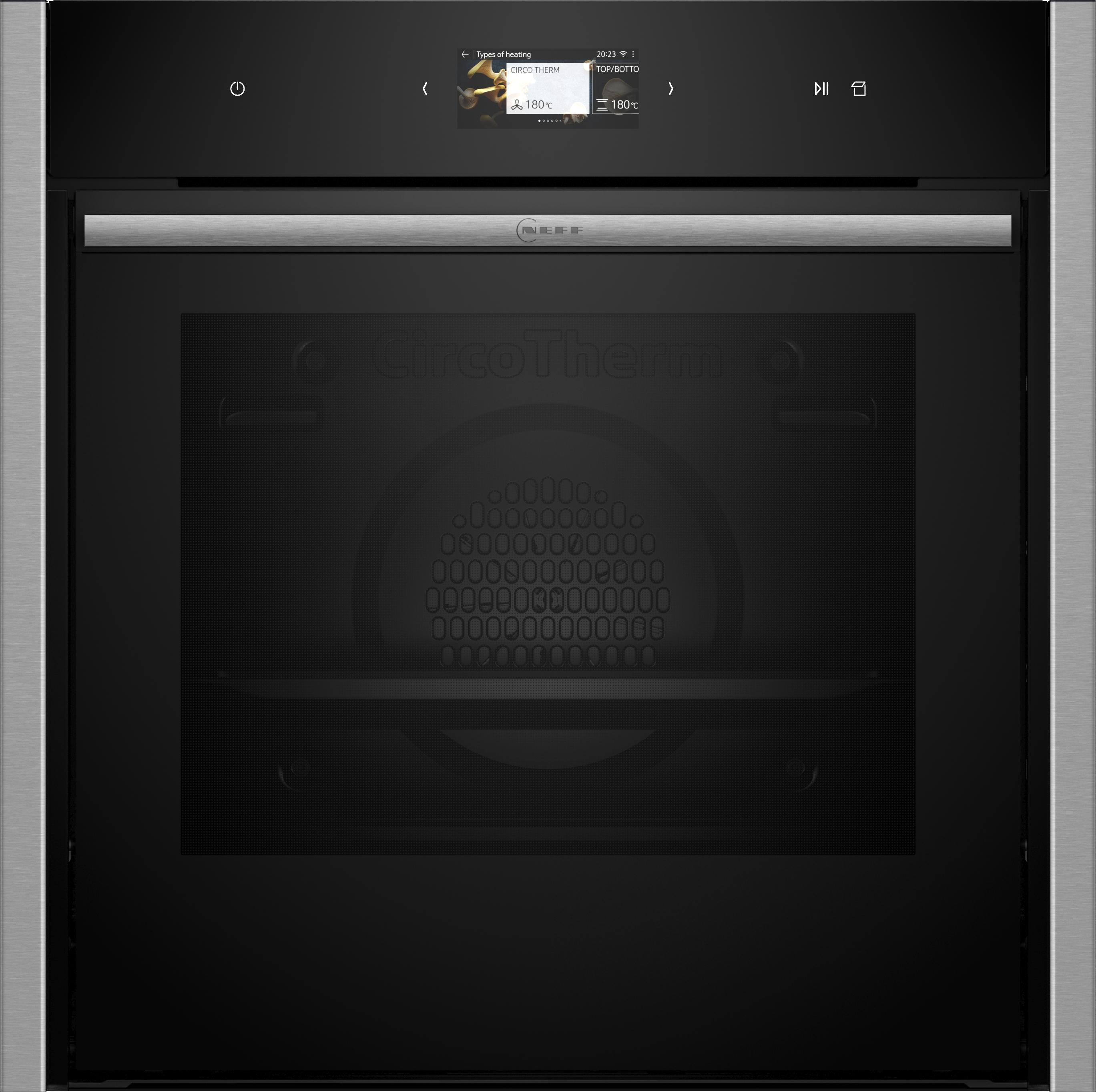 Neff B64VS71N0 N90  Einbaudampfbackofen, 60 cm breit, 71 L, Pyrolytisch+Hydrolytisch, TFT-Display, Grill, CircoTherm, Kindersicherung, schwarz/Edelstahl