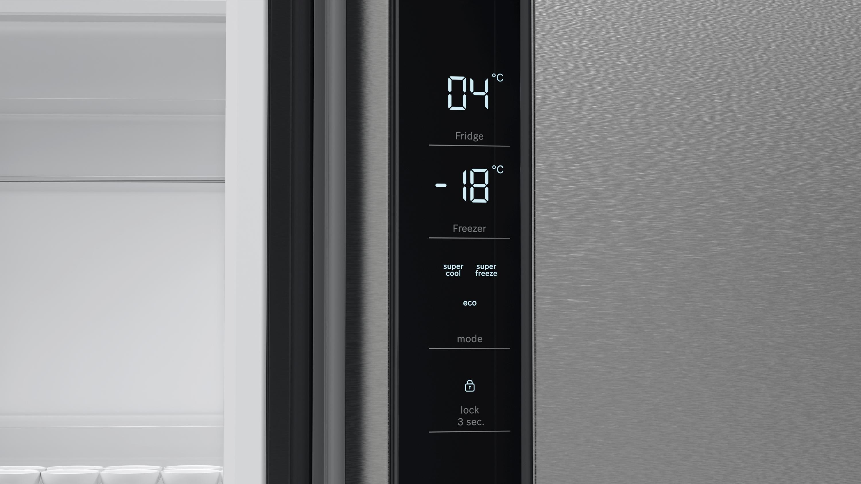 Bosch KFN96VPEA Stand Kühl-Gefrierkombination, 605 L, 91 cm breit, NoFrost, LED-Beleuchtung, SuperKühlen, VitaFresh, Edelstahl-Look