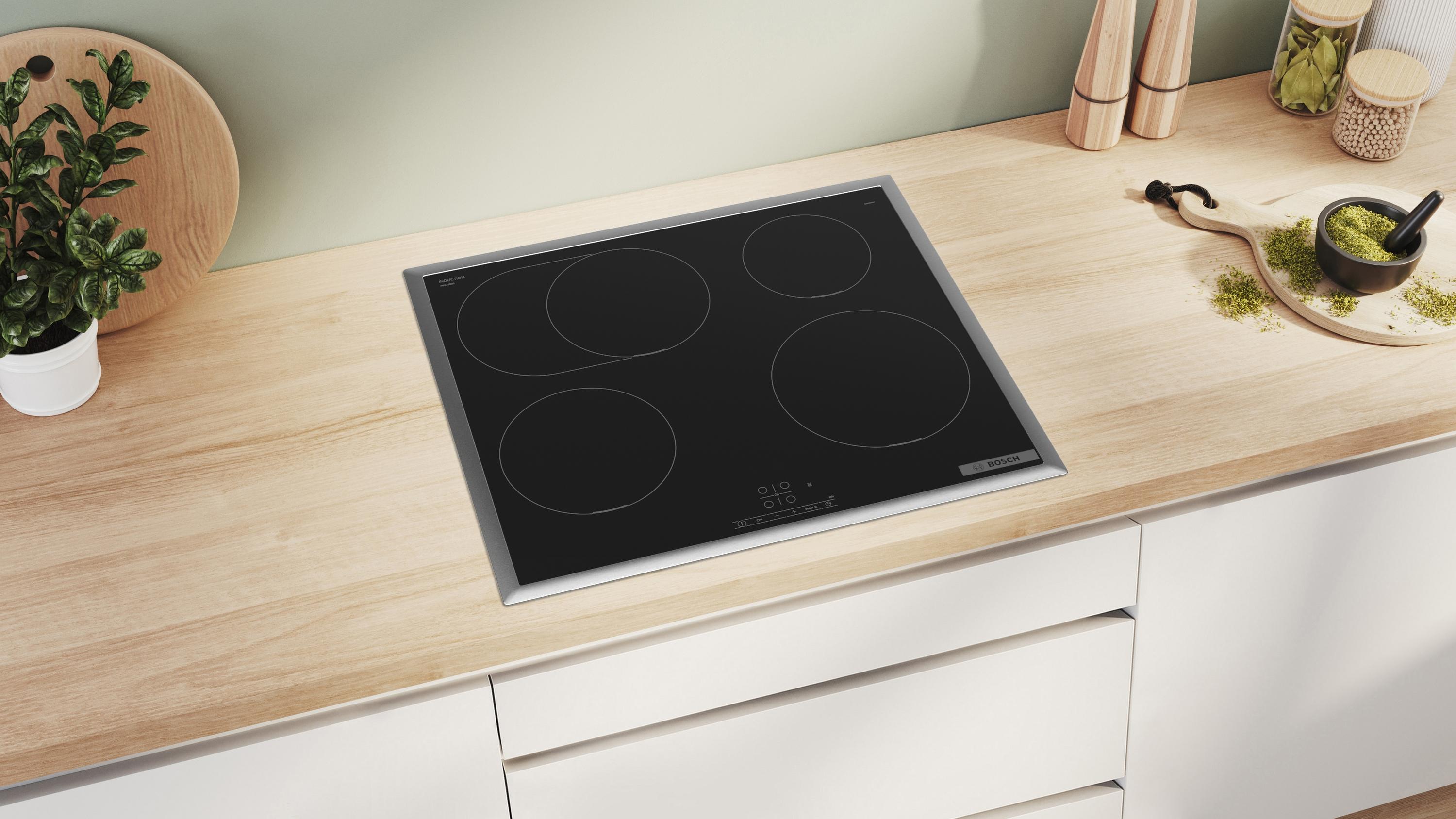 Bosch PIF645BB5E Serie 4 Induktionskochfeld, 60cm, TouchSelect, PowerBoost, ReStart, schwarz