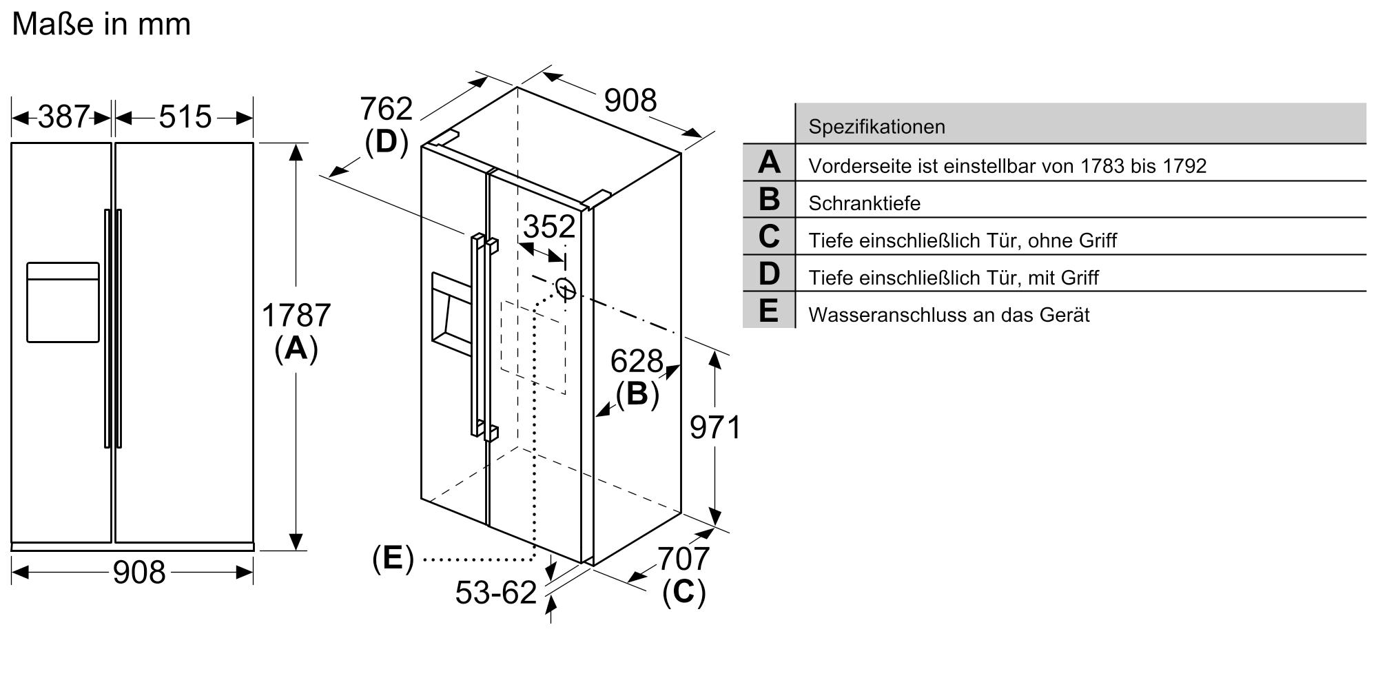 Siemens KA93GAIEP iQ500, Amerikanischer Side by Side, 178.7 x 90.8 cm, Edelstahl