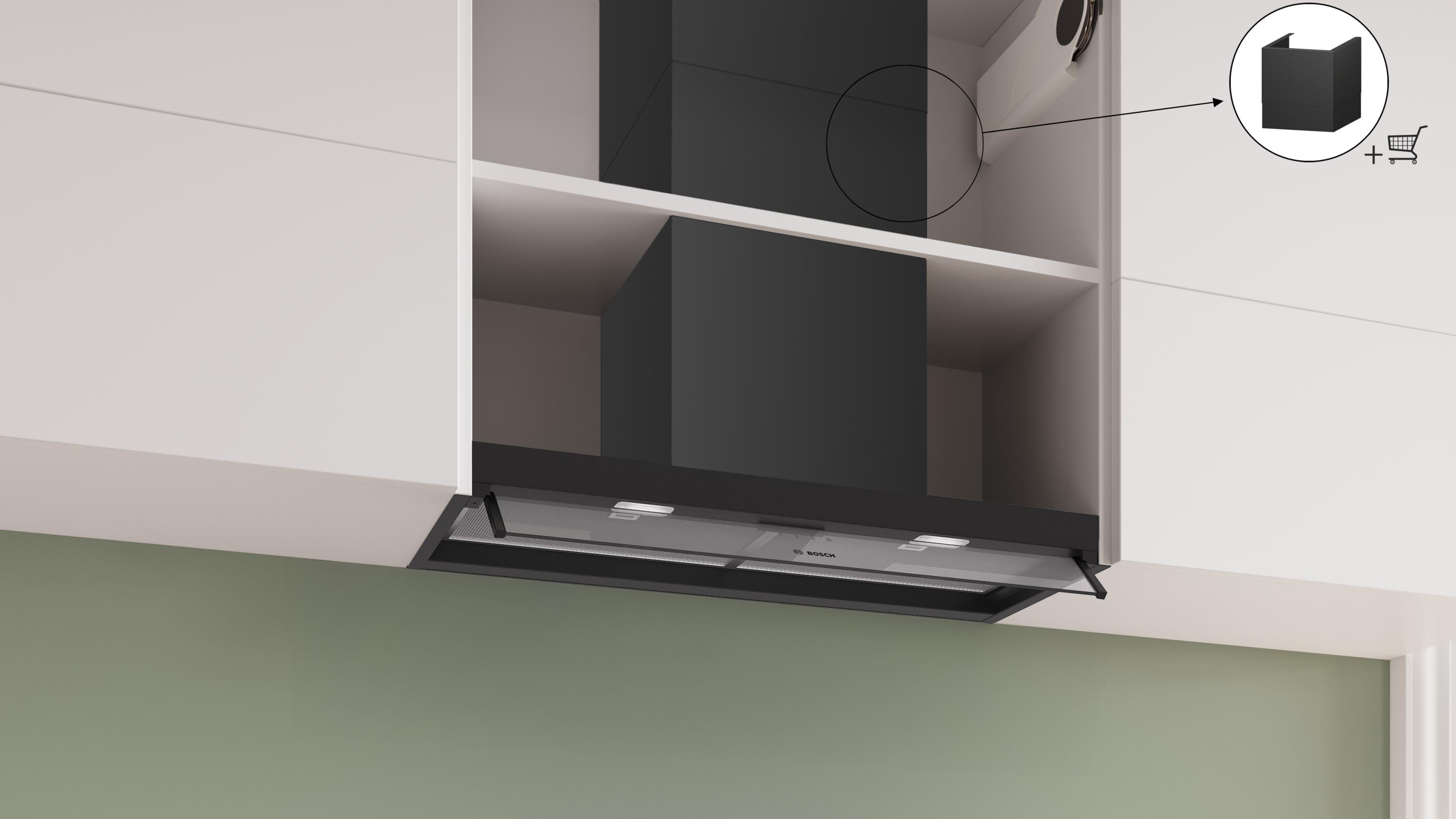 Bosch DBB85CC60 Serie 4, Integrierte Designhaube, 80 cm, Klarglas, Mattschwarz