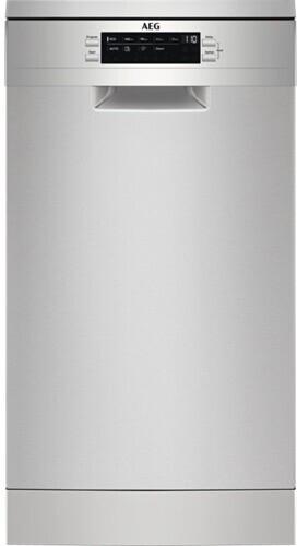 AEG FFB73527ZM Stand Geschirrspüler, 45 cm breit, 10 Maßgedecke, Aqua Control, Touch Bedienung, 9 Spülprogramme, Besteckschublade, silber