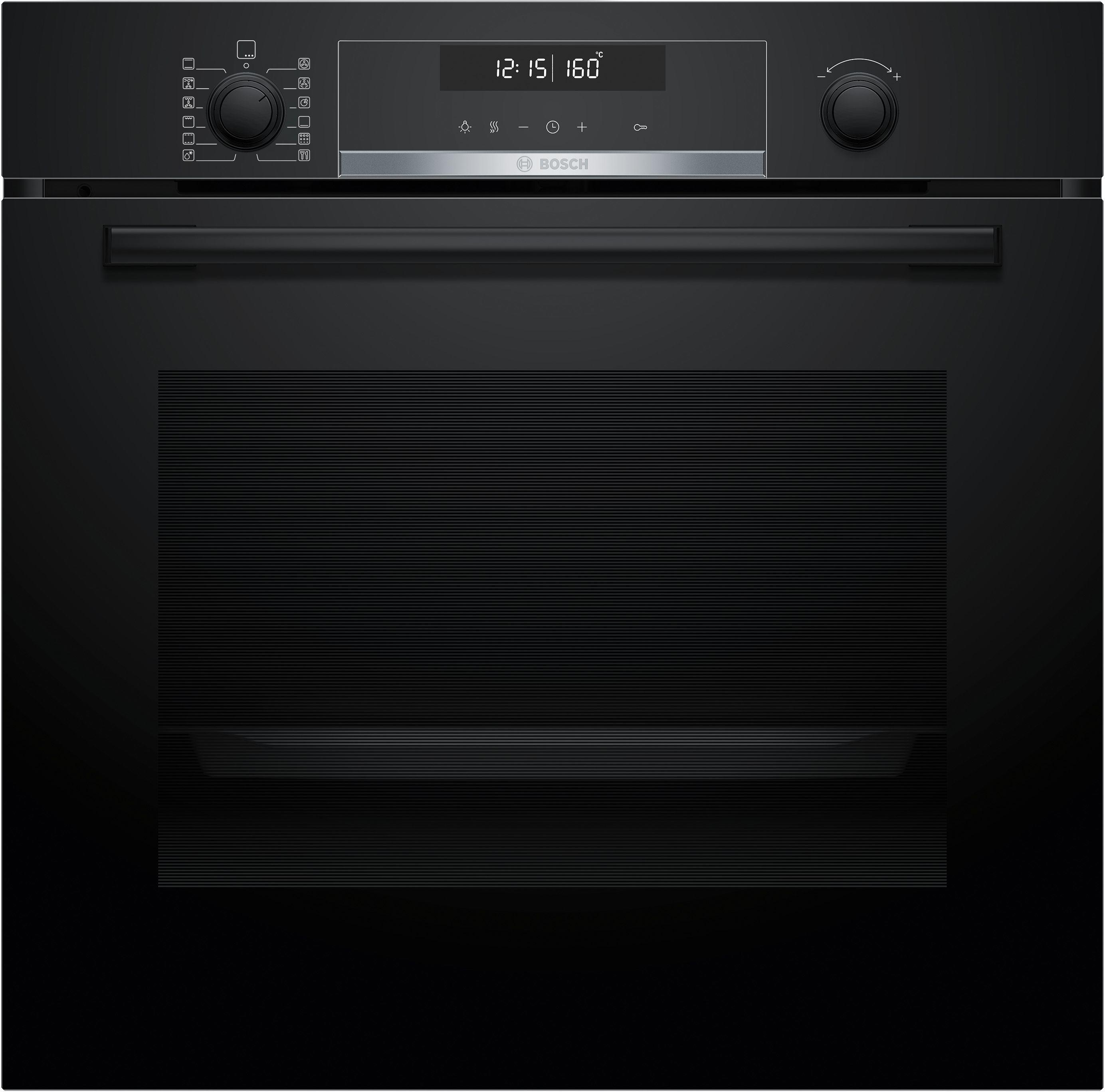 Bosch HBG578BB3 Serie 6 EEK: A+ Einbaubackofen, 71 L, 60 cm breit, 3D-Heißluft, Air Fry, Versenkknebel, Pyrolytisch + Hydrolytisch, schwarz