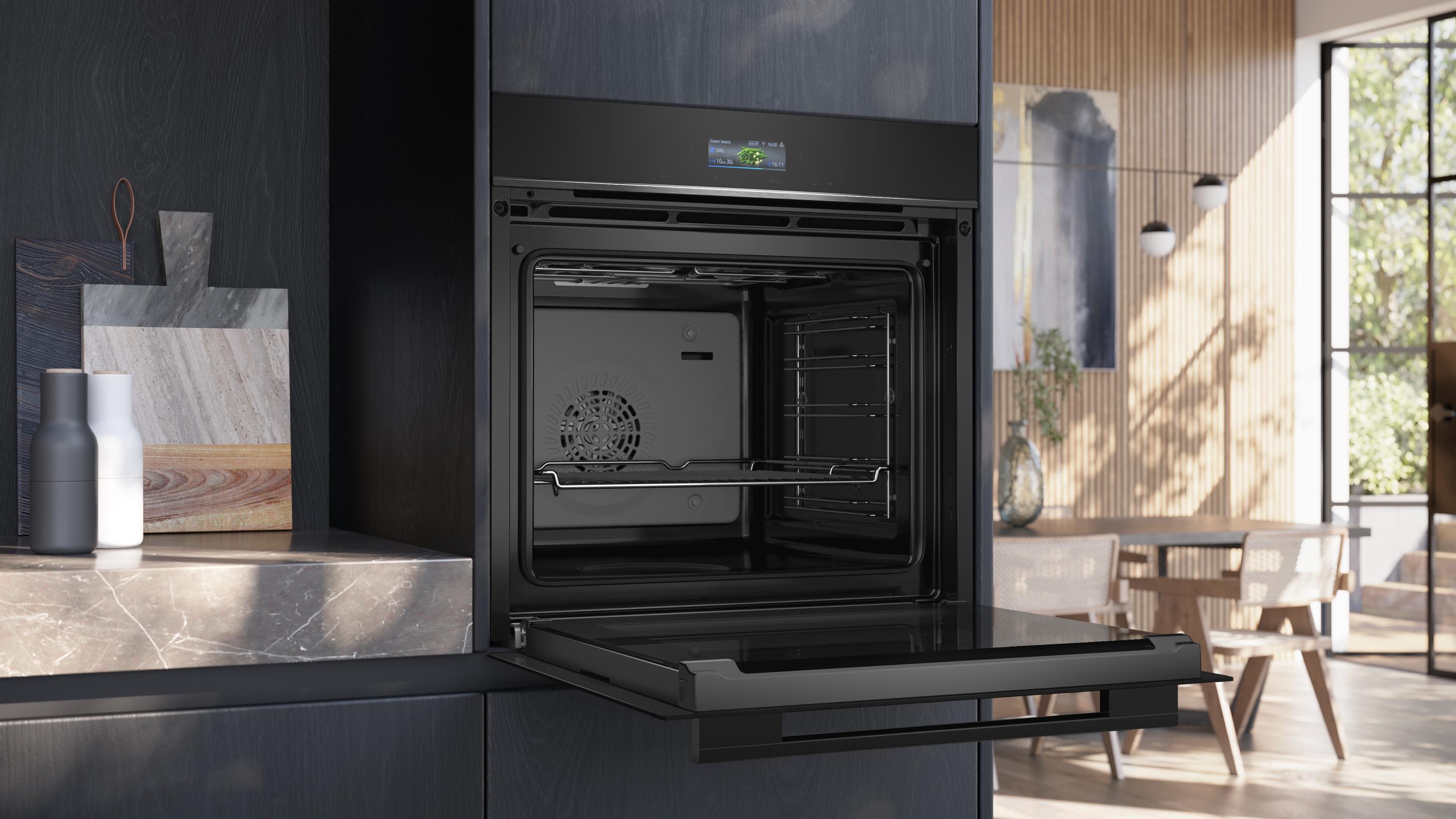 Siemens HB734G1B1 iQ700 A+ Einbaubackofen, 60 cm breit, 71 L, TFT Touchdisplay, Home Connec, schwarz/ Edelstahl