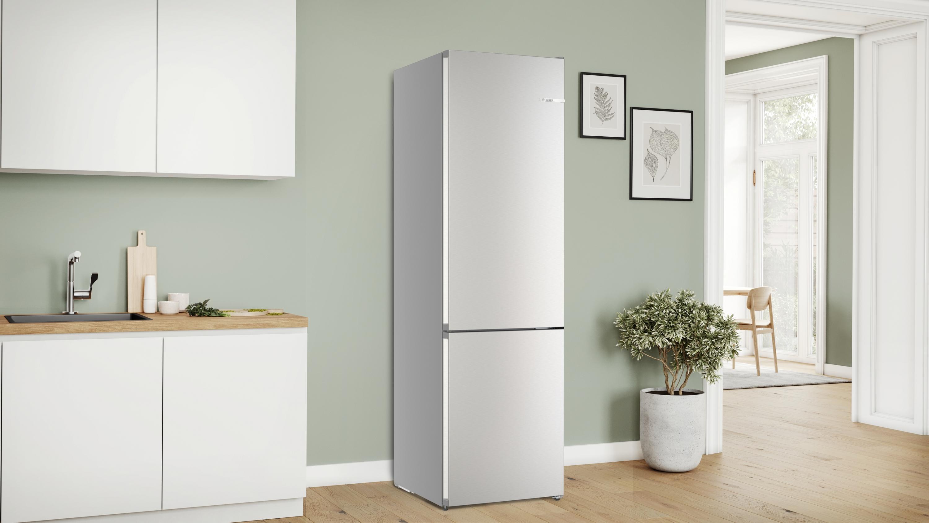 Bosch KGN392I1F Serie 4, Freistehende Kühl-Gefrier-Kombination mit Gefrierbereich unten, 203 x 60 cm, Edelstahl
