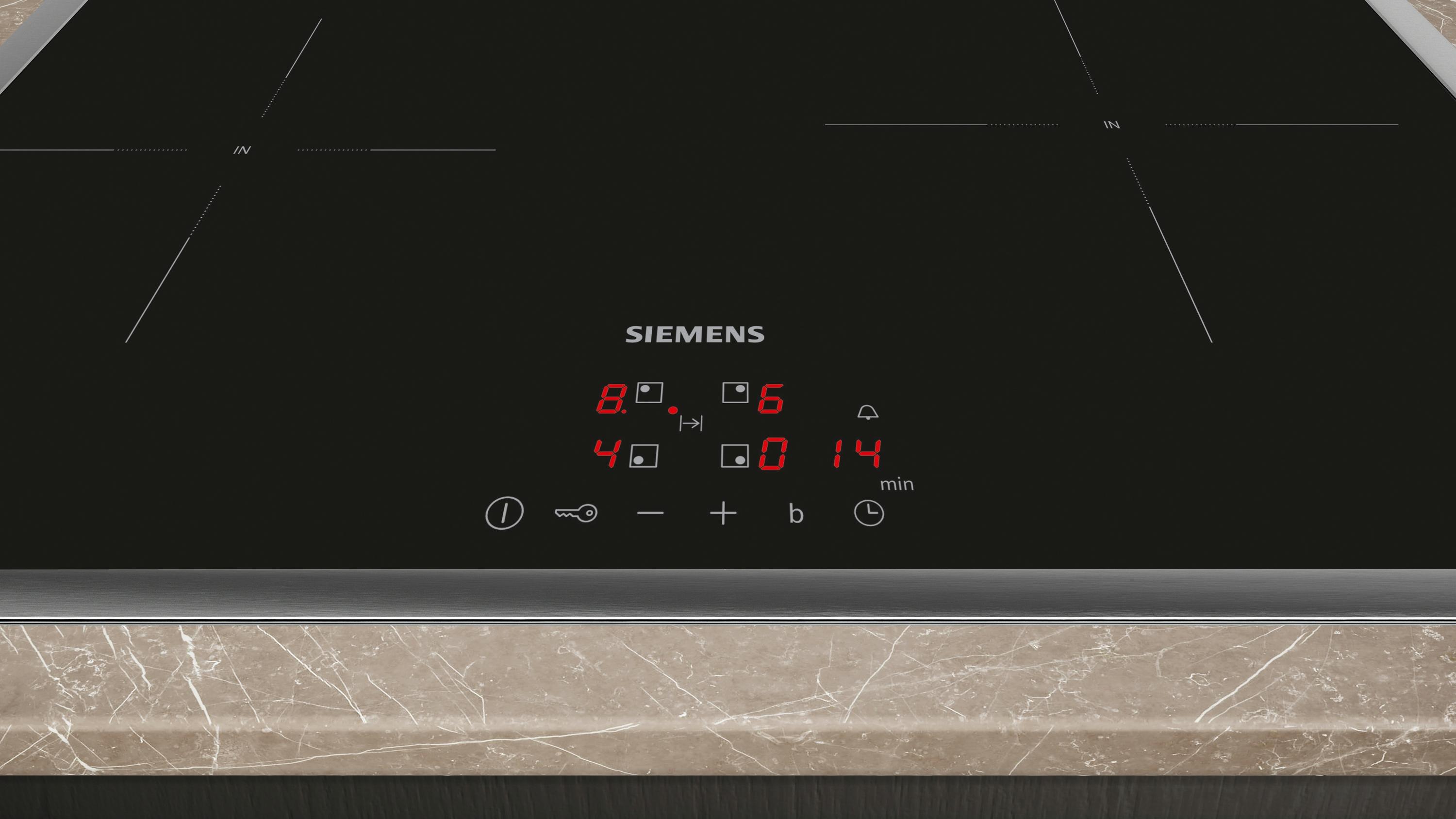 Siemens EH645BFB6E iQ300 Autarkes Induktionskochfeld, Glaskeramik, 58,3 cm breit, TouchControl, Kindersicherung, powerBoost, 17 Leistungsstufen, schwarz