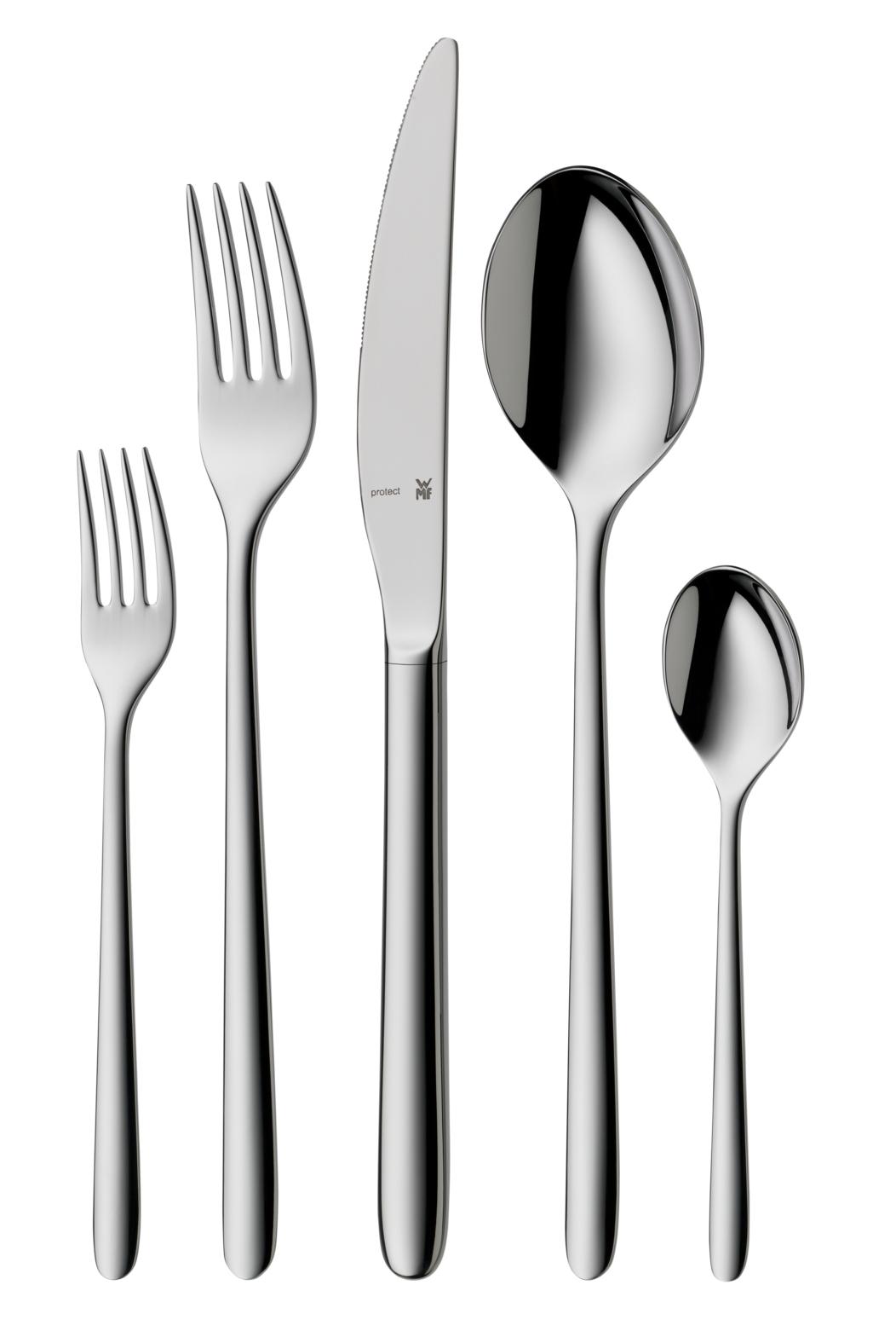 WMF Flame Plus Besteck Set 12 Personen, 66 teilig, 60 Teile mit Servierbesteck, Cromargan protect po