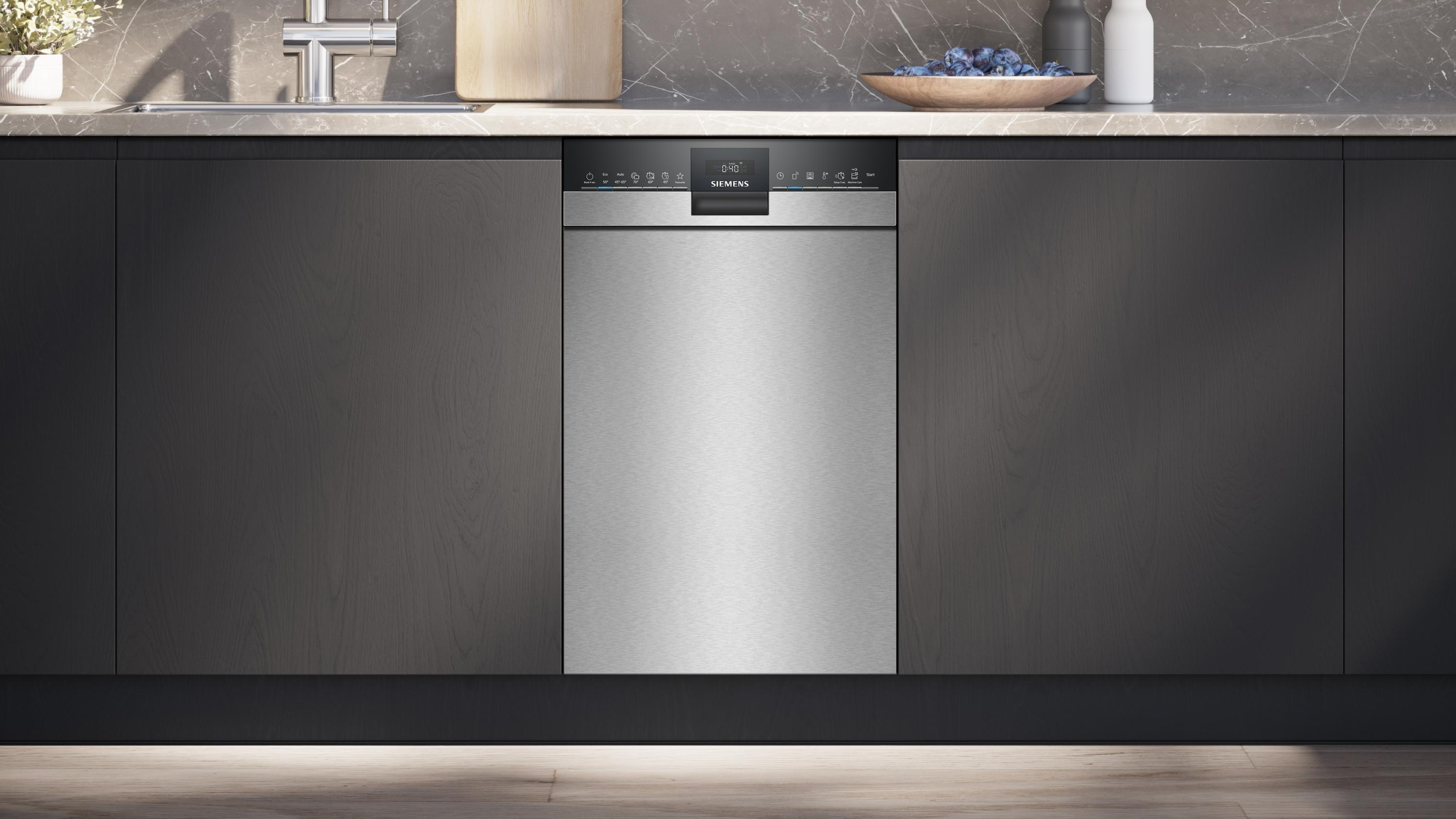 Siemens SR43ES25ME iQ300, Unterbau-Geschirrspüler, 45 cm, Gebürsteter Stahl