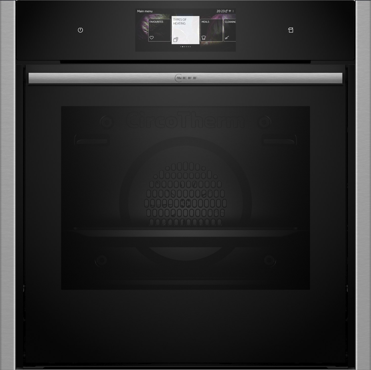 Neff B64FT33N0 N90 A+ Einbaudampfbackofen, 60 cm breit, 71 L, Wassertank, TFT-Display, Grill, CircoTherm, Kindersicherung, schwarz/Edelstahl