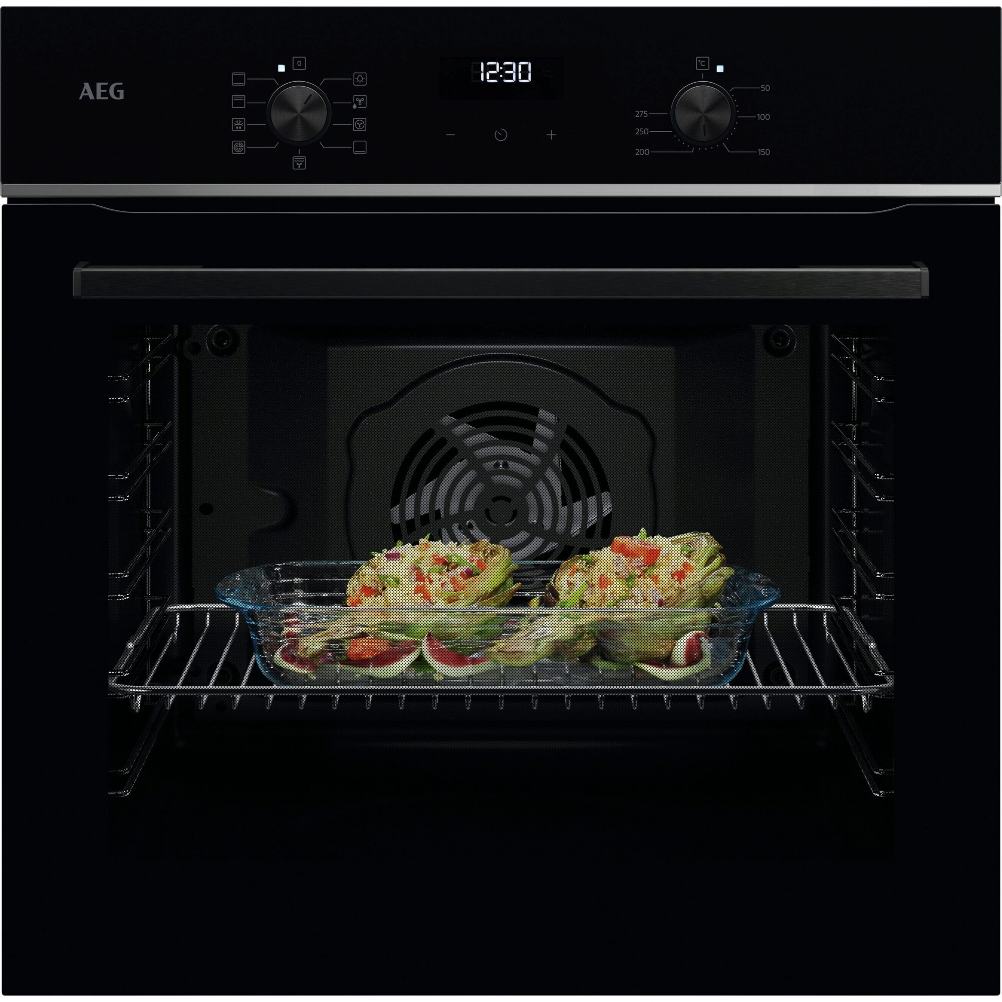 AEG TU5AB20SB A+ Einbaubackofen, 60 cm breit, 72L, Aqua-Reinigungsfunktion, Uhr, schwarz