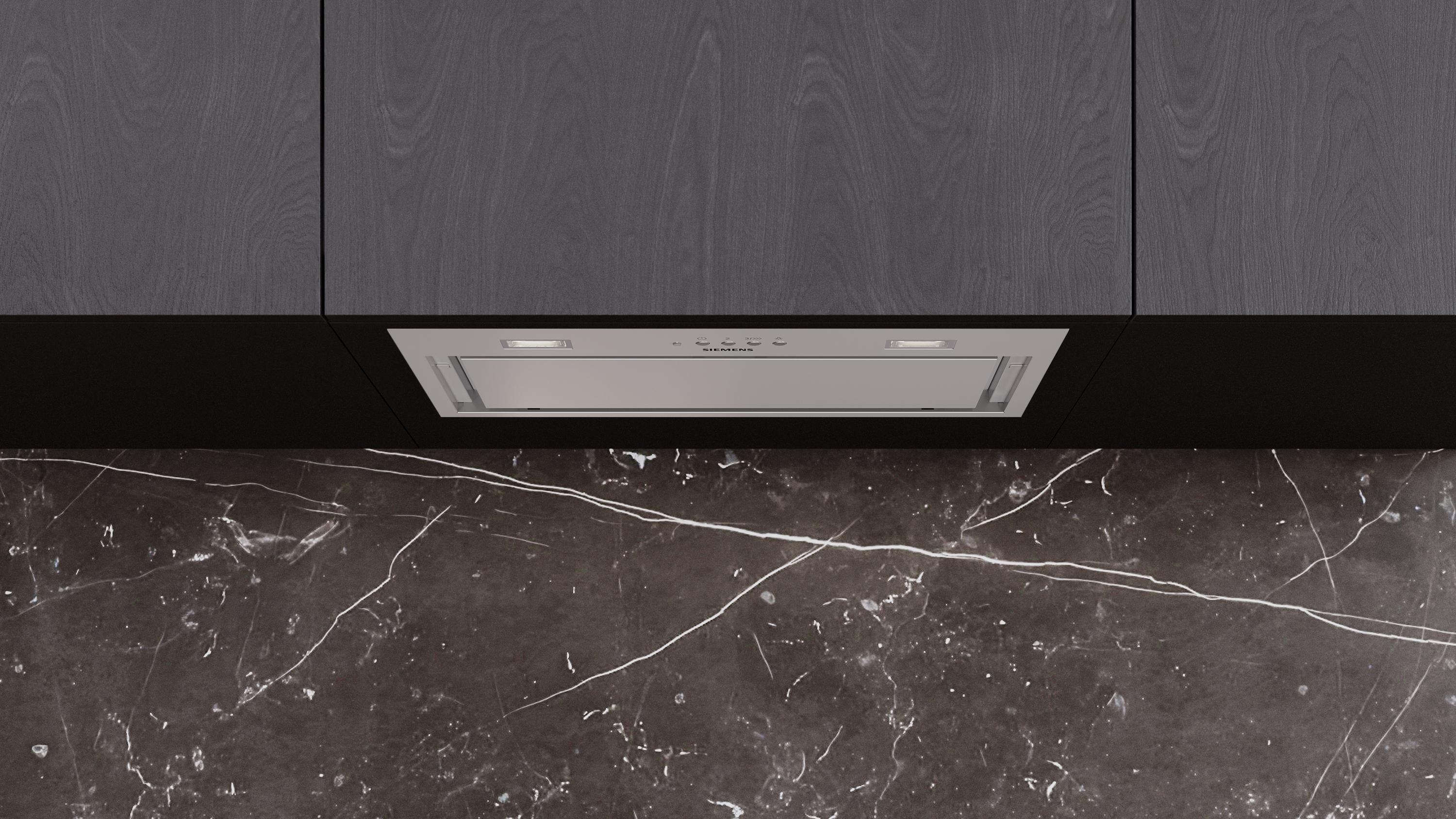 Siemens LB56NAC50 iQ500 Lüfterbaustein, 52 cm breit, Ab-/Umluft, LED-Beleuchtung, cleanAir Plus, Edelstahl, B