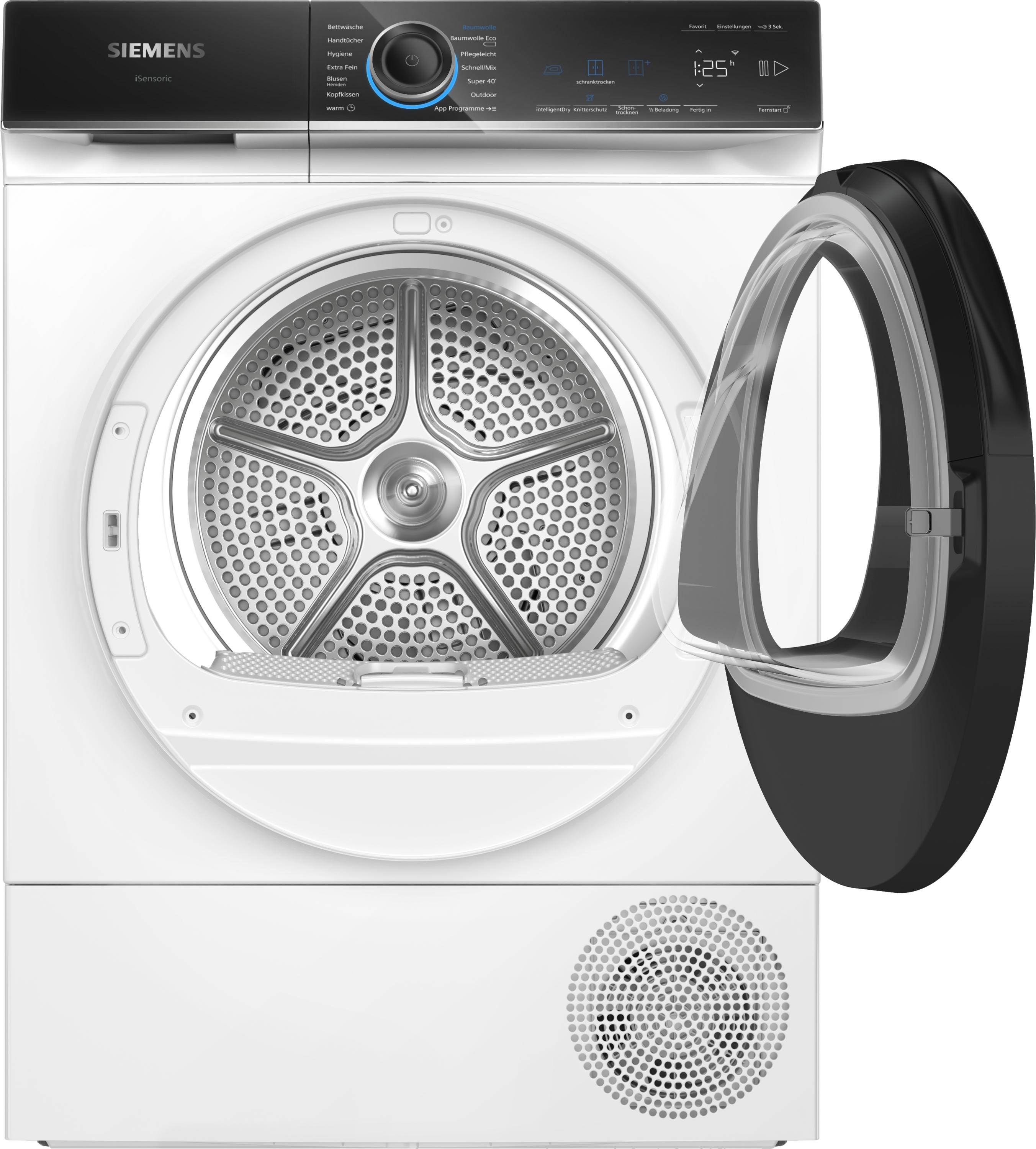 Siemens WQ45B2B40 9kg A+++ Wärmepumpentrockner, 59,8cm breit, Home Connect, Fernsteuerung, Startzeitvorwahl, weiß