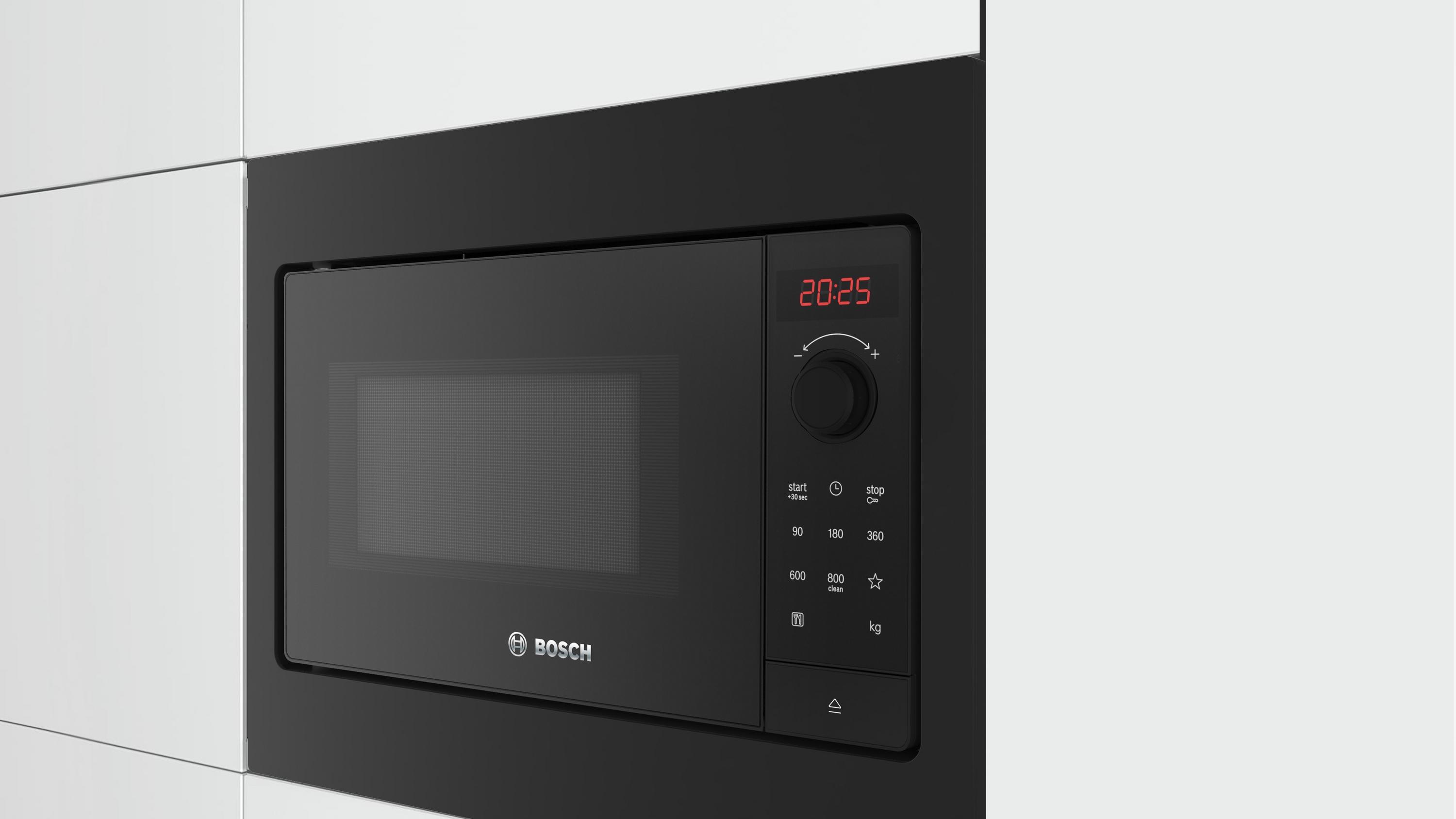 Bosch BFL523MB4 Serie 2 Einbau Mikrowelle, 800 W, 20 L, AutoPilot 7, Reinigungsunterstützung, QuickStart, Schwarz