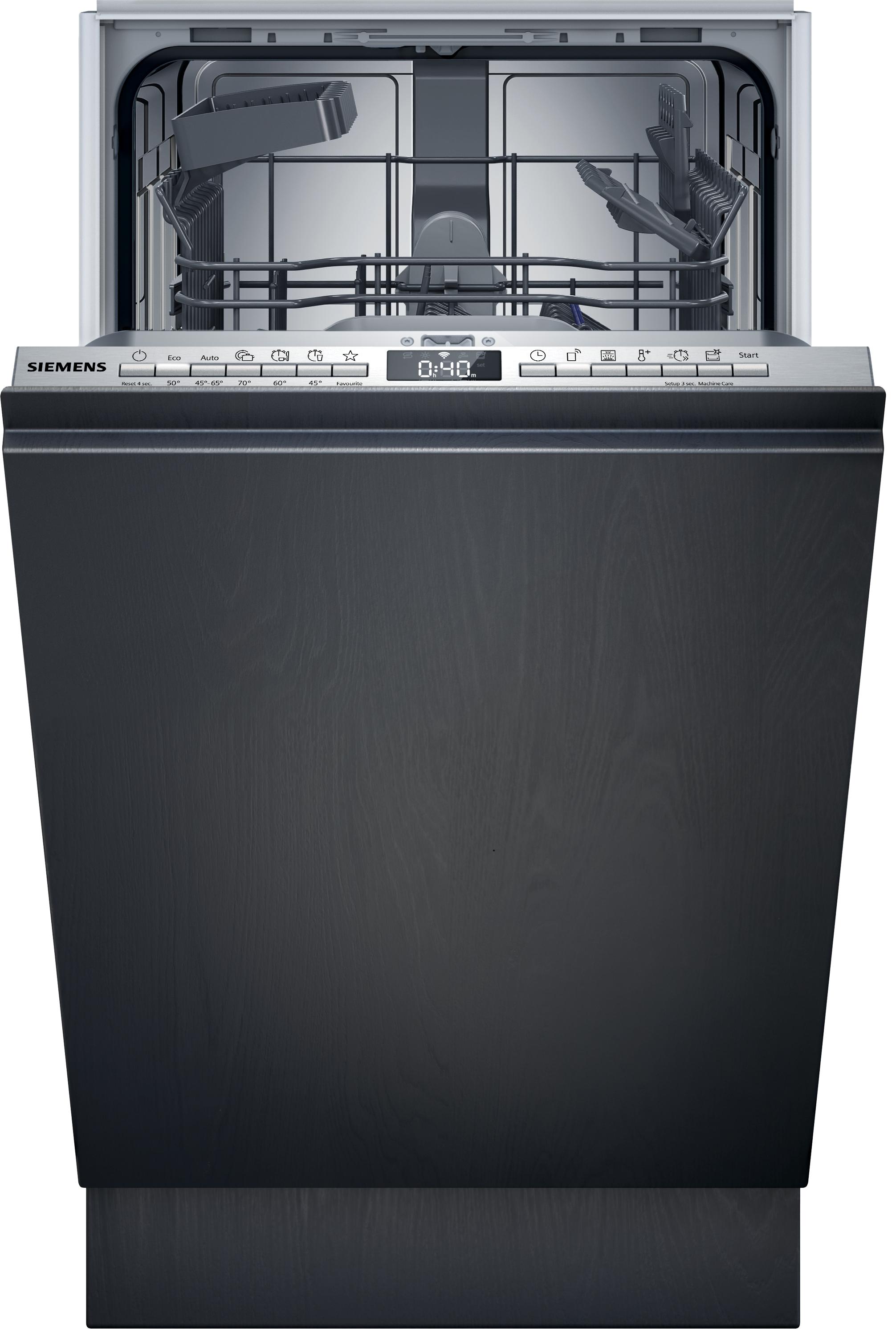 Siemens SR63EX25KE iQ300 Vollintegrierter Geschirrspüler, 45 cm, 10 Maßgedecke, 6 Programme, varioSpeed Plus & autoOpen dry, aquaStop, Home Connect