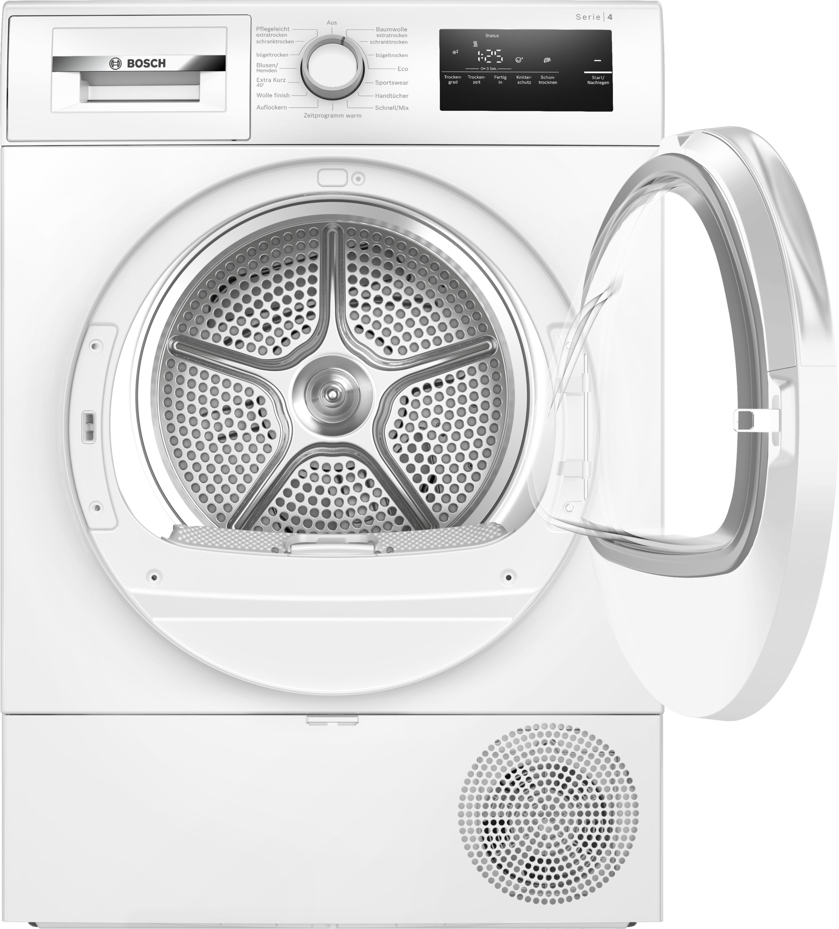 Bosch WTH83V04 Serie 4 8kg EEK: D Wärmepumpentrockner, 60 cm breit, Auto Dry, Sensitive-Drying-System, Quick-40 -Trocknen, weiß