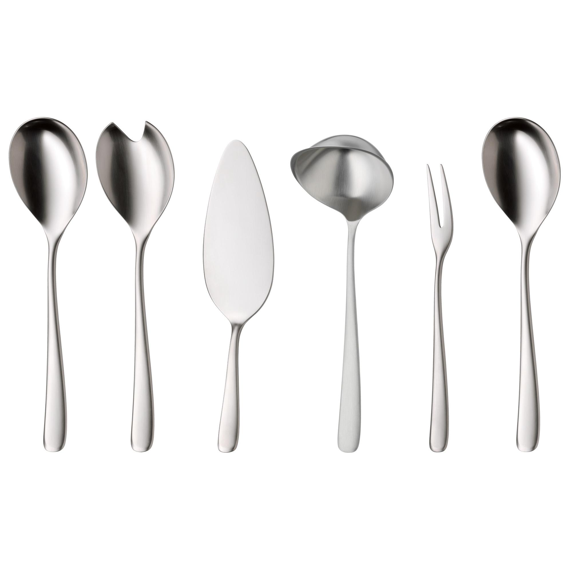 WMF Vision Besteckset 12 Personen, 66 teilig, 60 Teile mit Servierbesteck, Hohlheftmesser, Cromargan