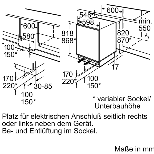 Bosch KUL15ADF0 Serie 6 Unterbau-Kühlschrank, 82 x 60 cm Nische, F