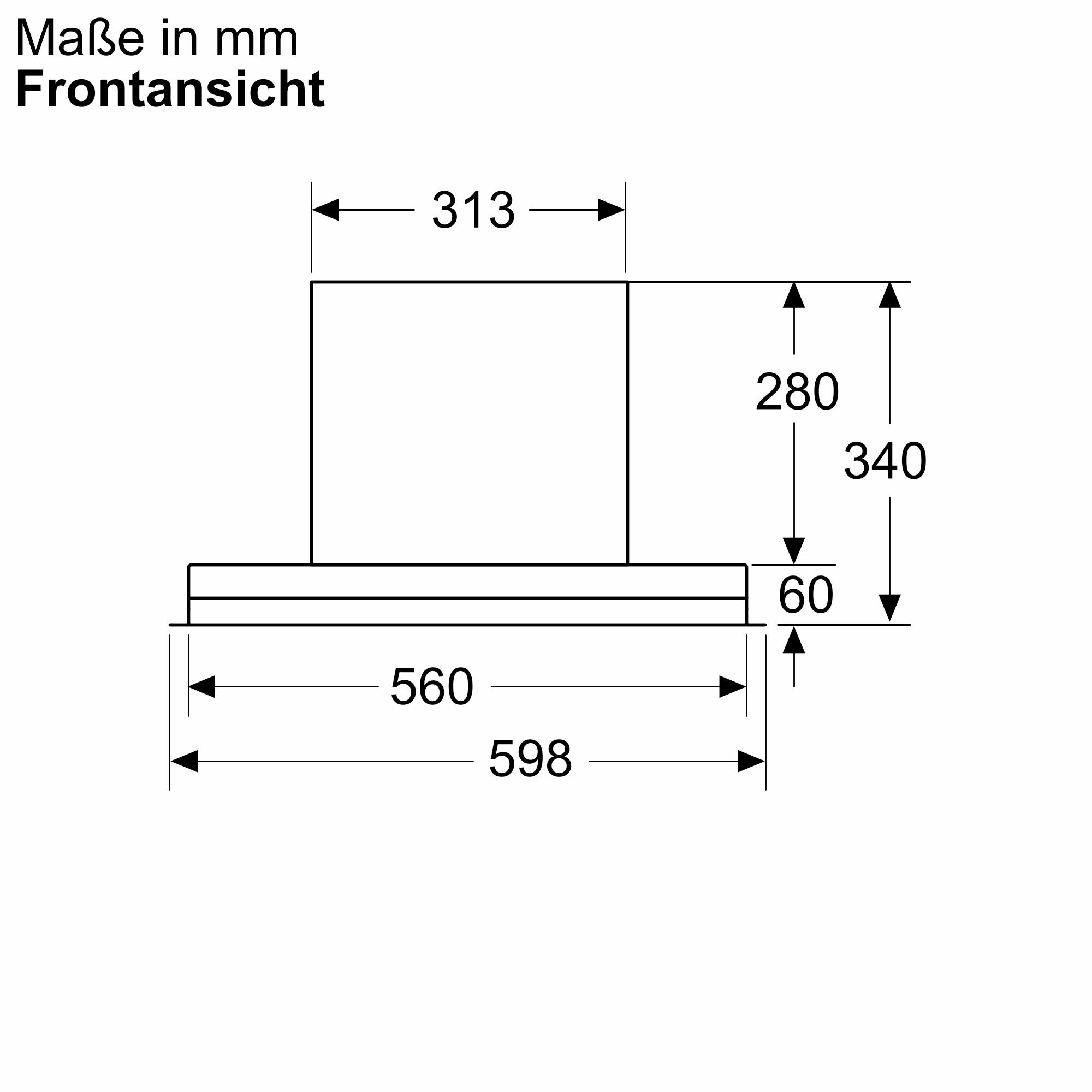 Bosch DBB67DP60 Serie 6, Integrierte Designhaube, 60 cm, Klarglas schwarz bedruckt, Mattschwarz