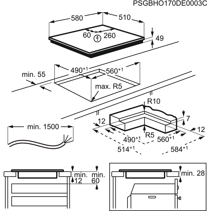 AEG IKE64450IB Induktionskochfeld autark Bridge-Funktion 60cm 