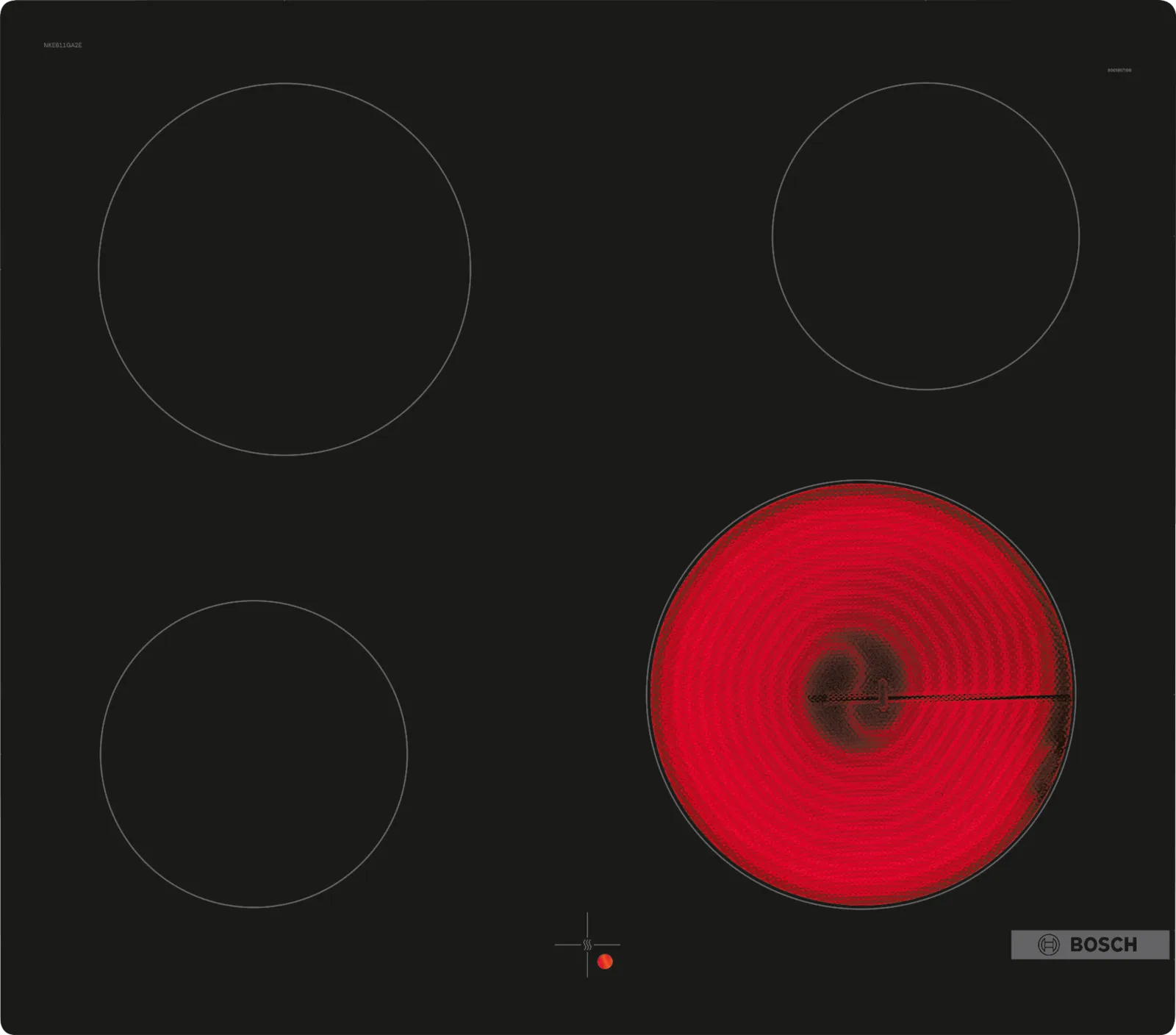 Bosch NKE611GA2E Serie 4 Elektrokochfeld  Schwarz, Rahmenlos aufliegend, 60 cm