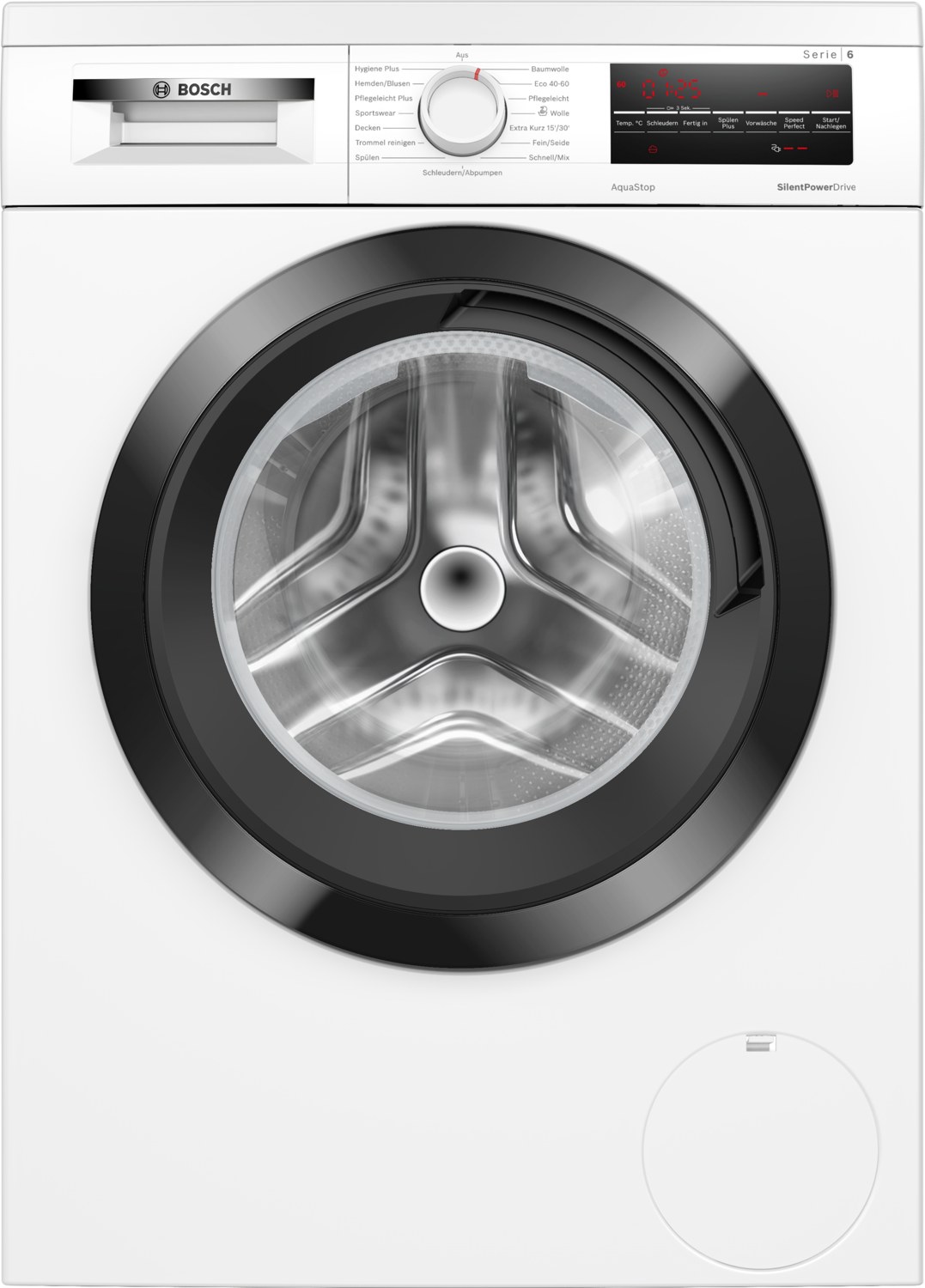 Bosch WUU28T48 Serie 6 8kg Frontlader Waschmaschine, 60 cm breit, 1400 U/Min, AquaStop, Nachlegefunktion, Kindersicherung, Beladungssensor, weiß