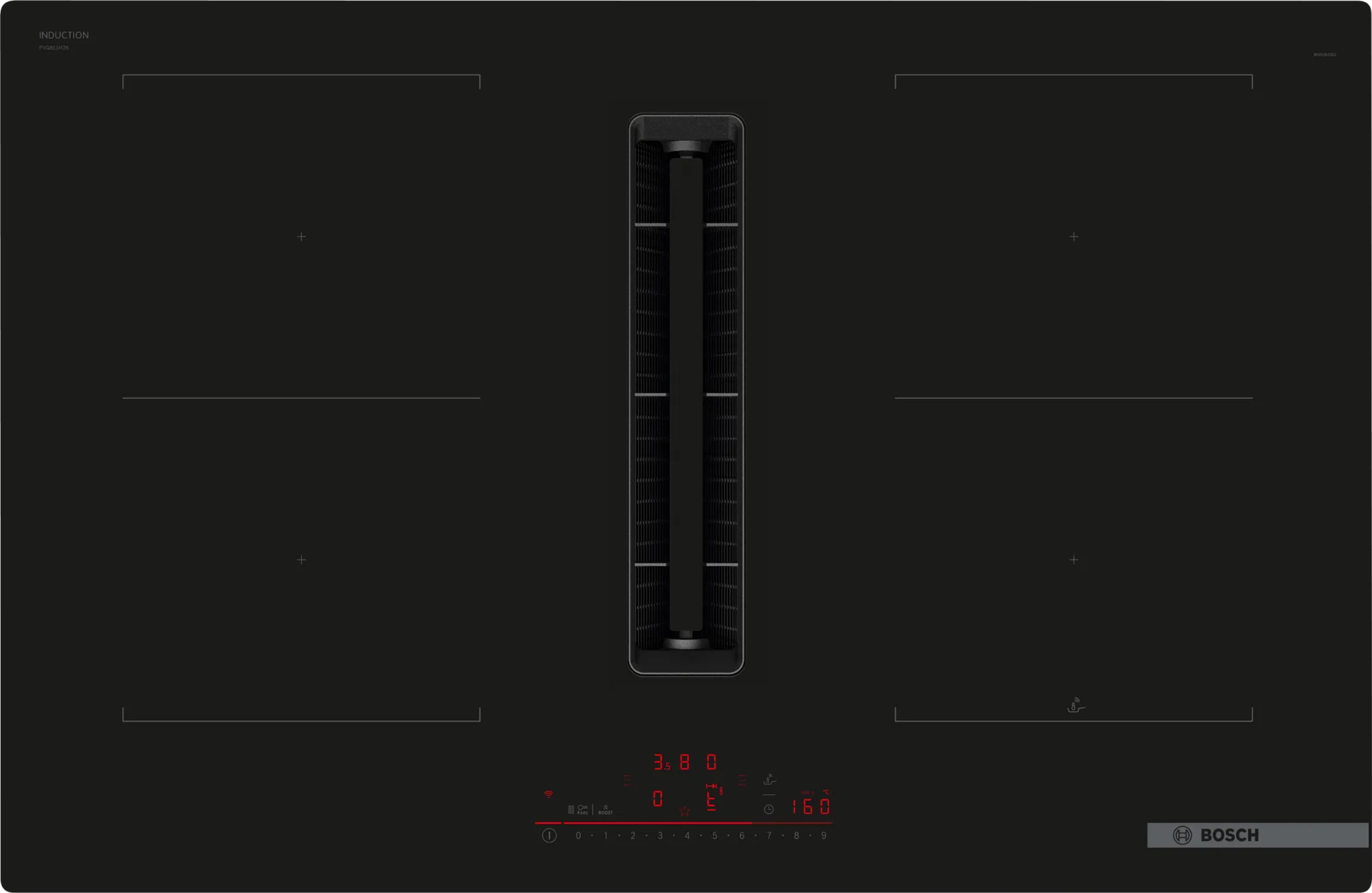 Bosch PVQ811H26E Induktionskochfeld mit Dunstabzug, 80 cm breit, Rahmenlos aufliegend, PerfectFry Plus Bratsensor