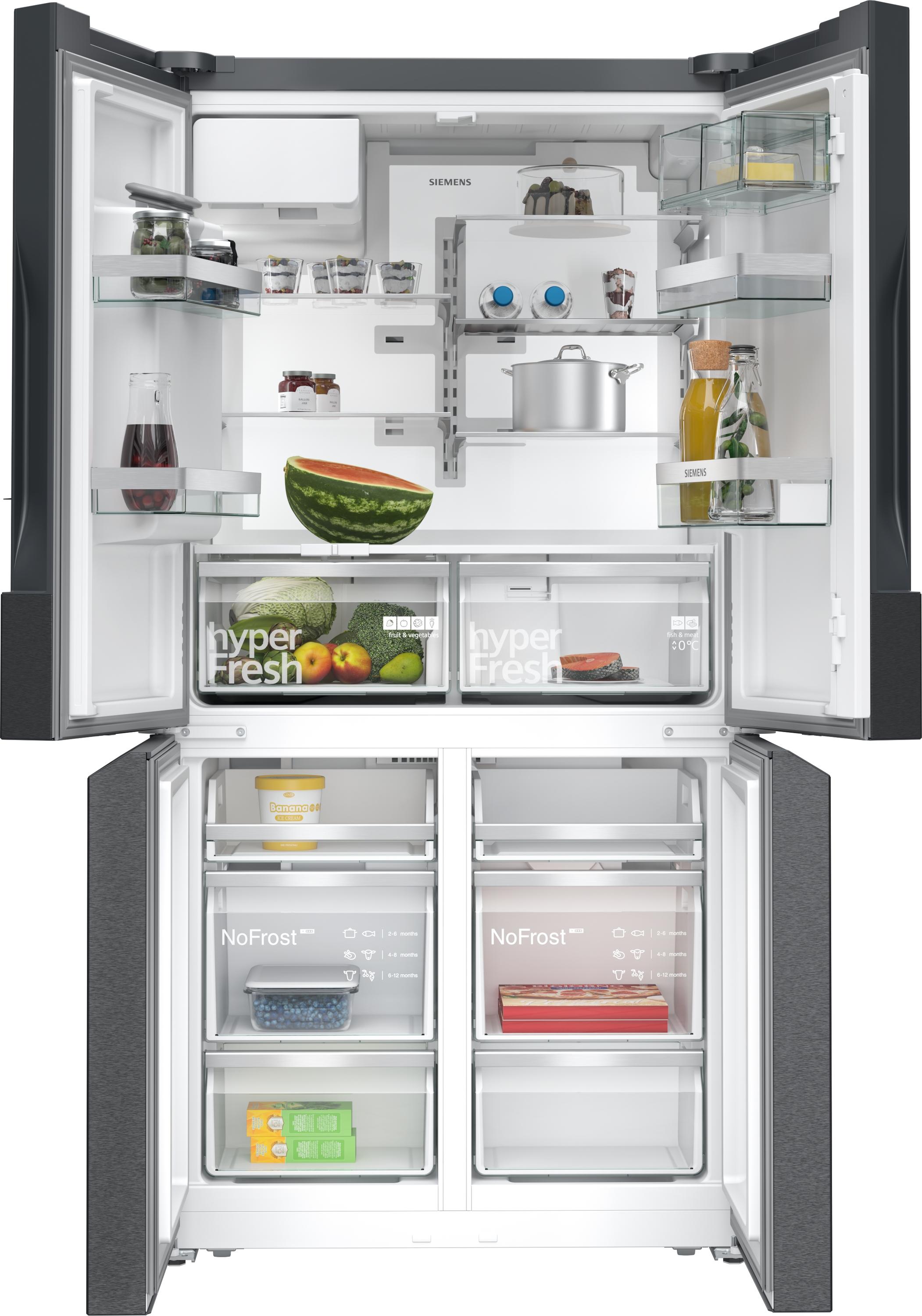 Siemens KF96DPXEA iQ700, Kühl-Gefrier-Kombination, mehrtürig, 183 x 90.5 cm, Gebürsteter schwarzer Stahl AntiFingerprint, Total noFrost