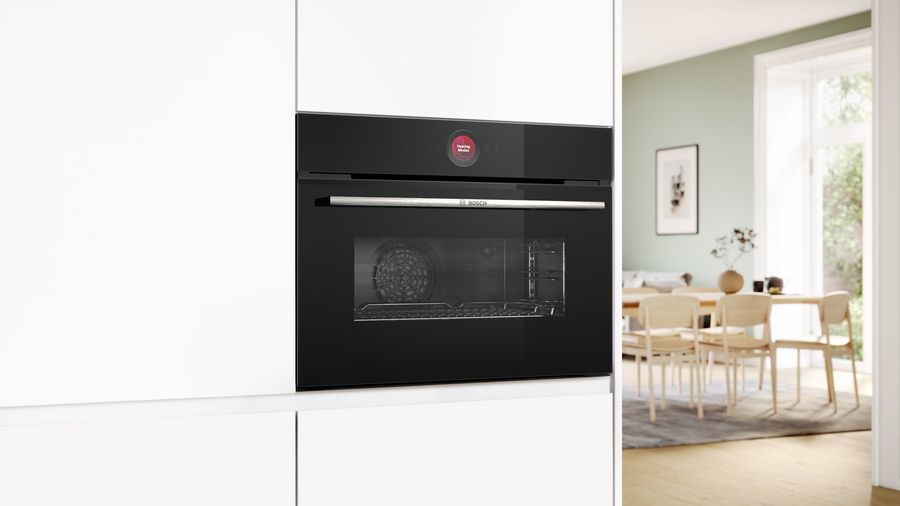 Bosch CBG7741B1 Serie 8 EEK: A+ Einbau-Kompaktbackofen, 60cm breit, 47l, Home Connect, Air-Fry, Pyrolyse, schwarz