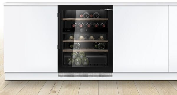 Bosch KUW21AHG0 Weinkühlschrank mit Glastür, Unterbau, schwarz, 82 x 60, G