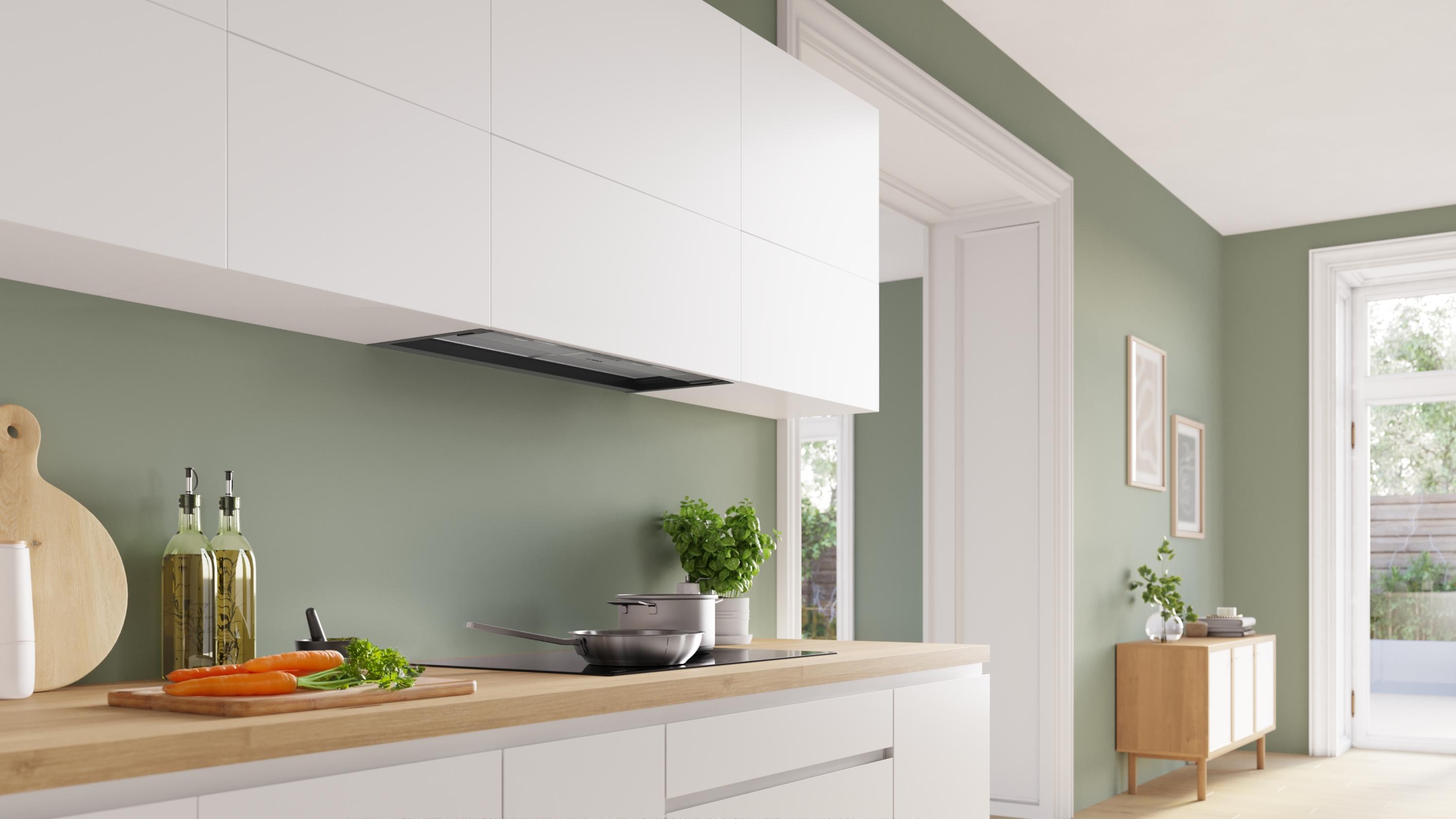 Bosch DBB85CC60 Serie 4, Integrierte Designhaube, 80 cm, Klarglas, Mattschwarz