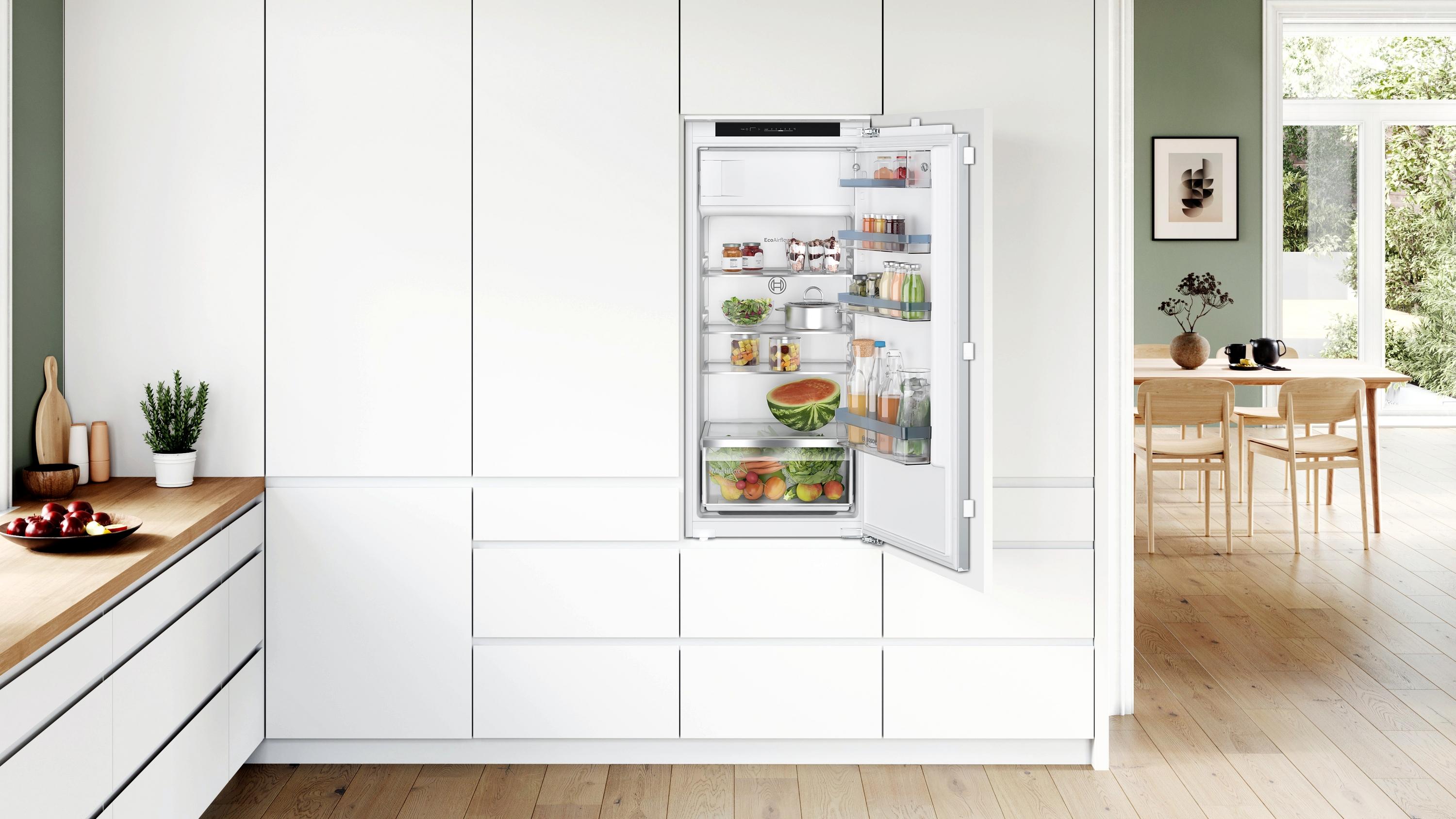 Bosch KIL42VFE0 Einbau Kühlschrank mit Gefrierfach, Nischenhöhe 122,5 cm, 187L, Festtürtechnik, Multi Box XXL