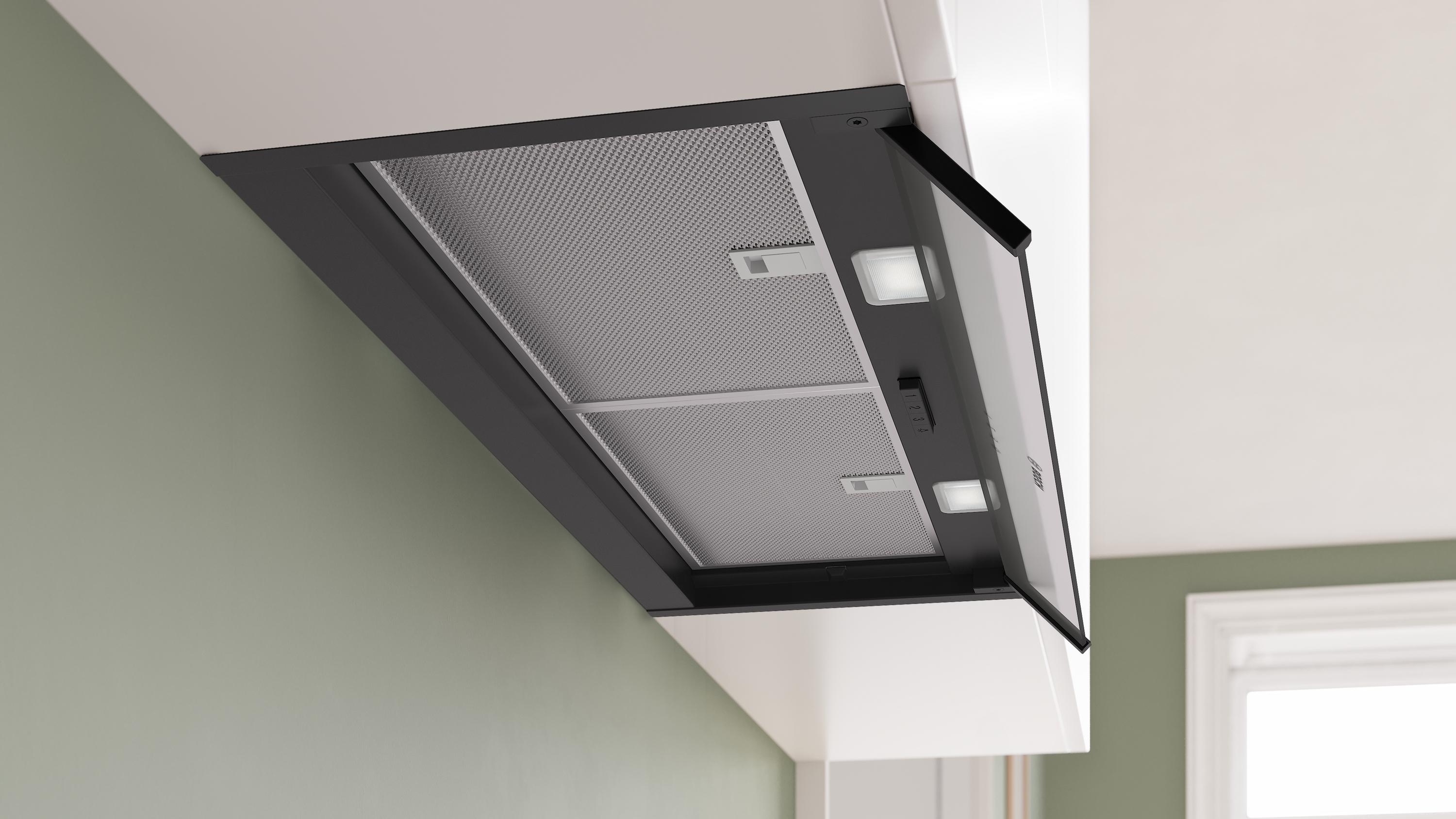 Bosch DBB85CC60 Serie 4, Integrierte Designhaube, 80 cm, Klarglas, Mattschwarz