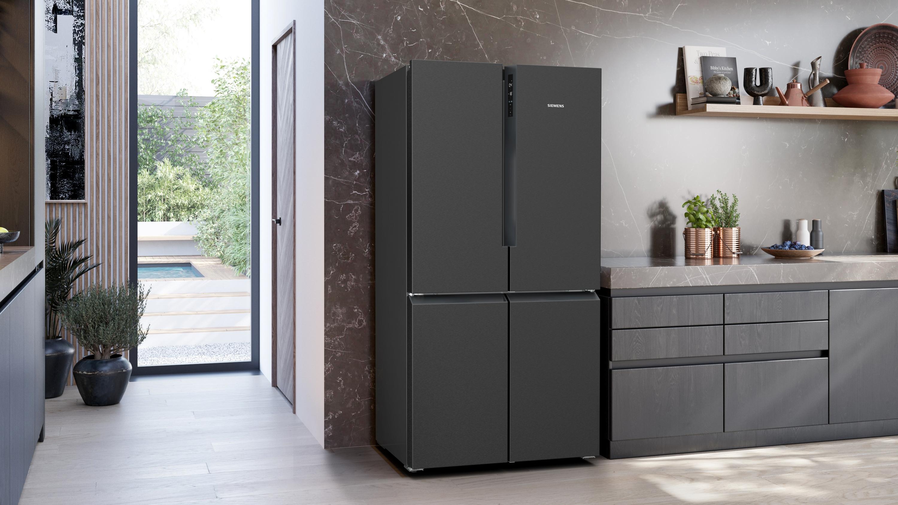Siemens KF96NAXEA iQ300 French Door Kühlschrank, hyperFresh, noFrost, superCooling, schwarz, E