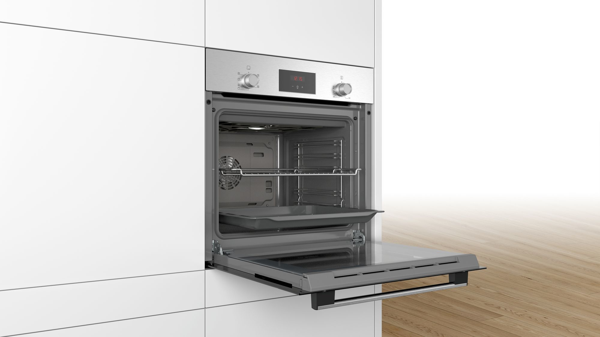 Bosch HBF133BR0 Einbau-Backofen, EcoClean Direct Reinigungshilfe, 3D Heißluft Backen auf 3 Ebenen, A